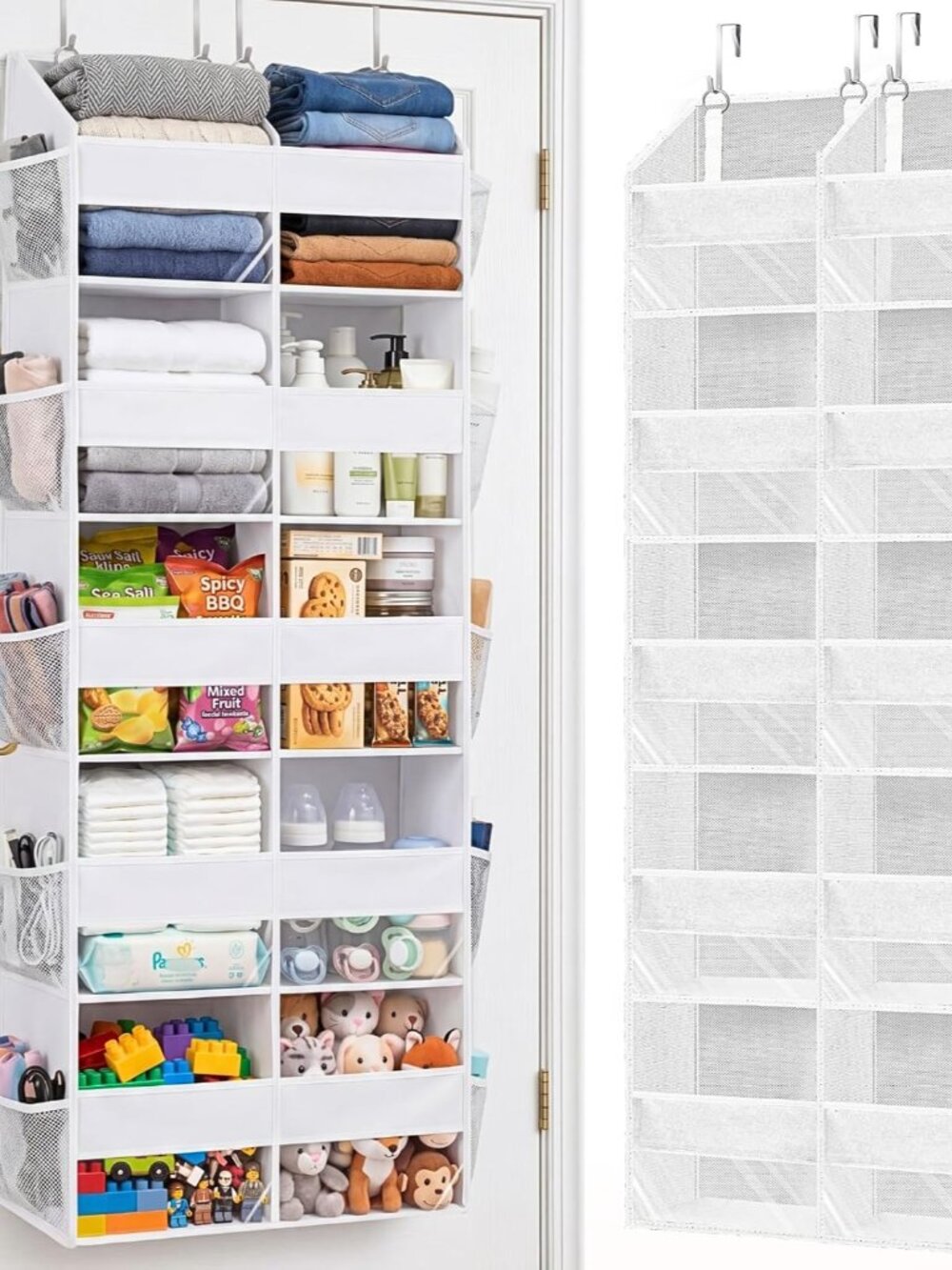 Over The Door Organizer 5 Tiers, Extra Large Behind Door Storage of 10 Compartme